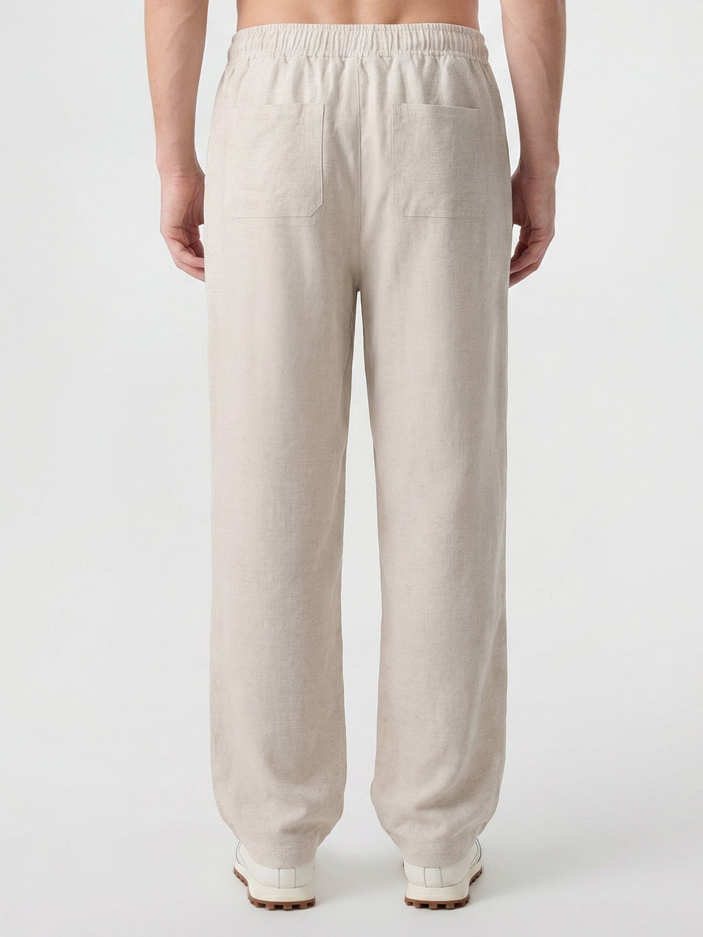 Natural Linen Straight Leg Trousers 30"