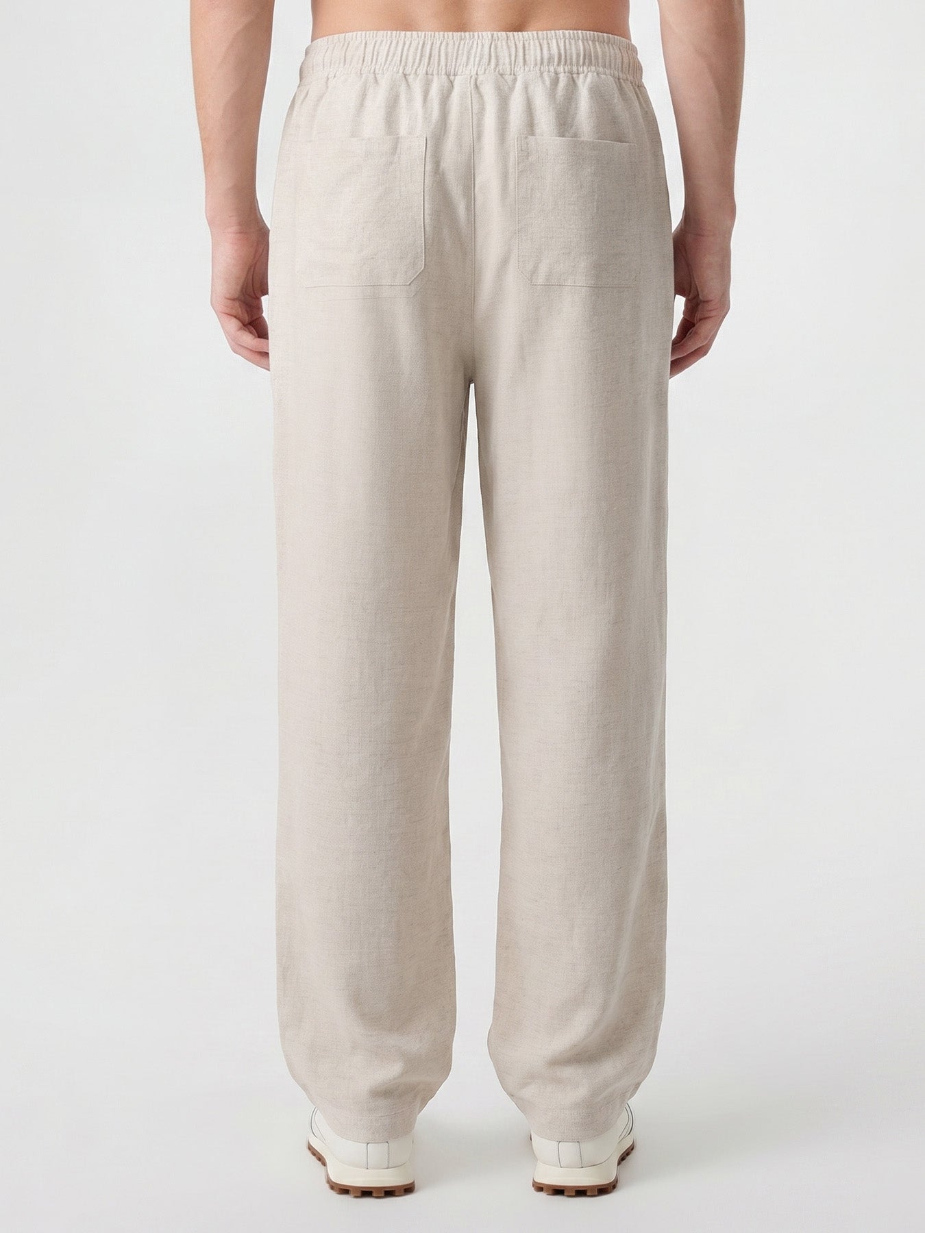 Natural Linen Straight Leg Trousers 30"