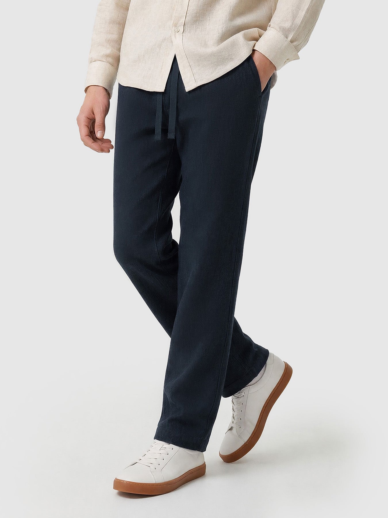 Natural Linen Straight Leg Trousers 30"