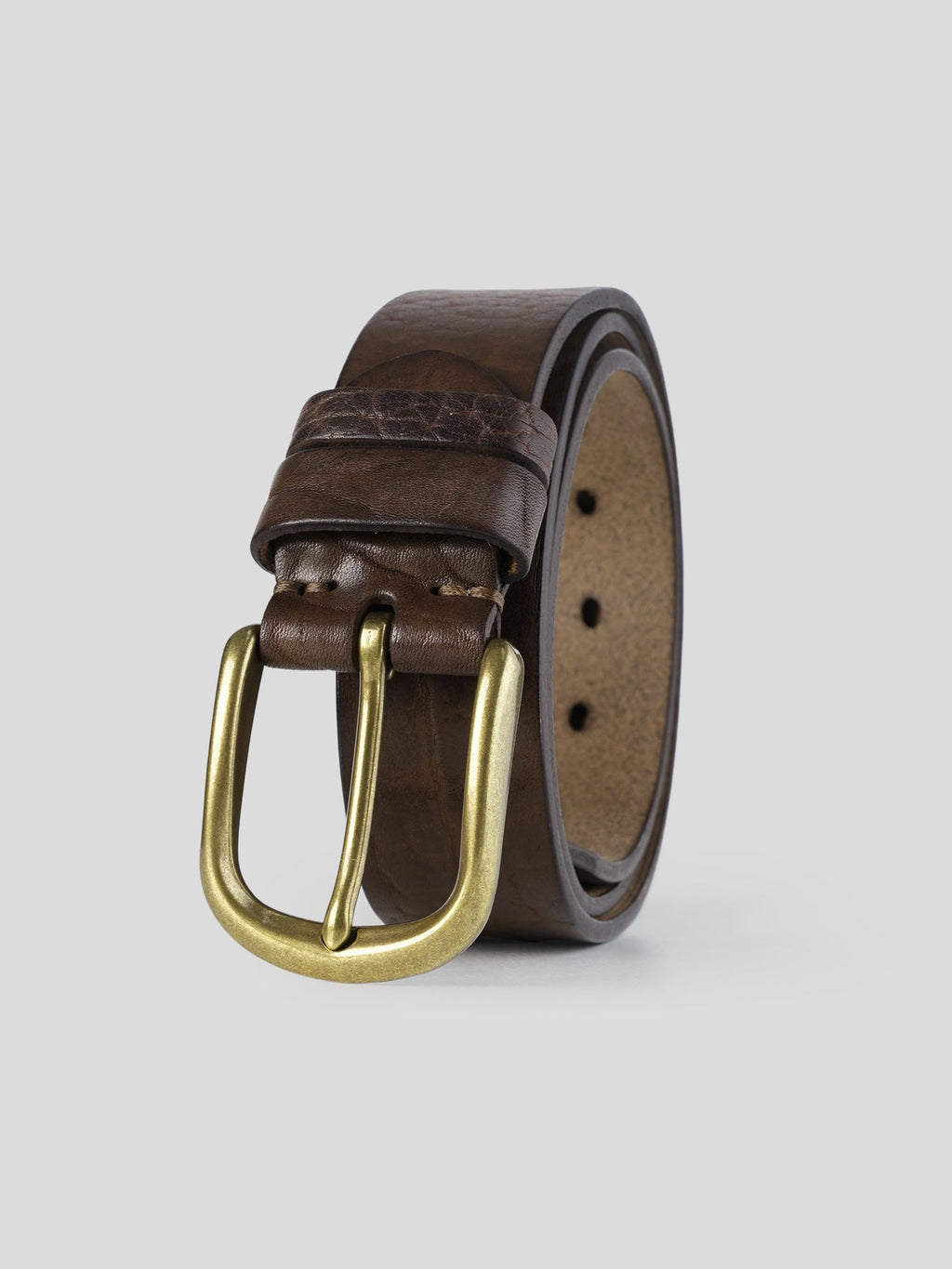 Fioboc Brass Buckle Leather Dress Belt