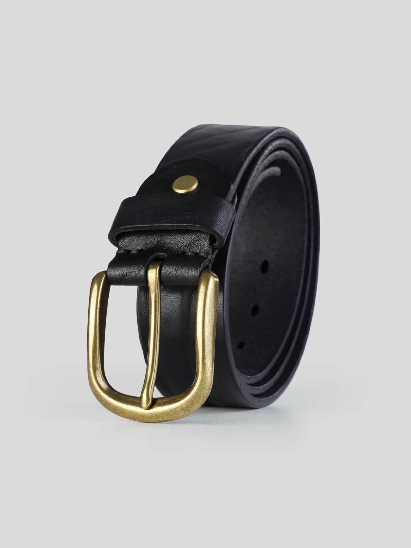 Fioboc Brass Buckle Leather Dress Belt