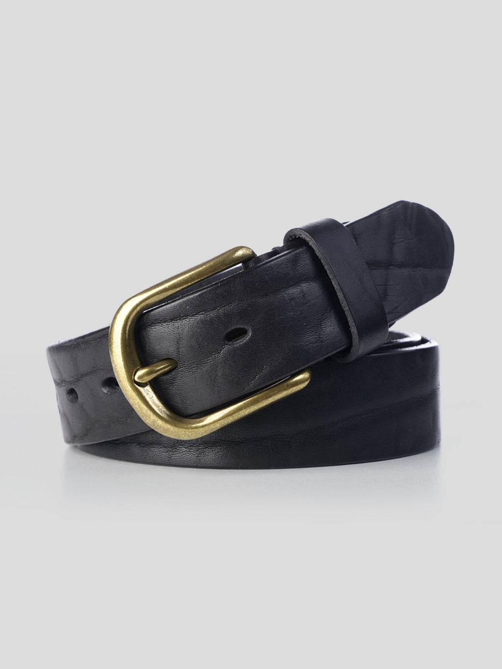Fioboc Brass Buckle Leather Dress Belt