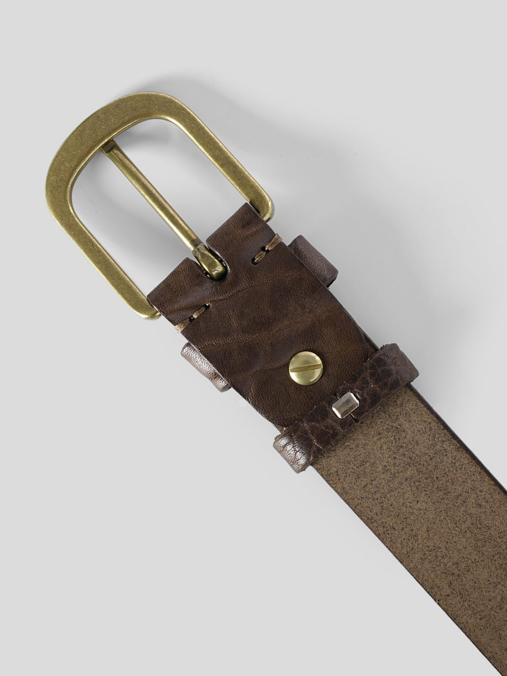 Fioboc Brass Buckle Leather Dress Belt