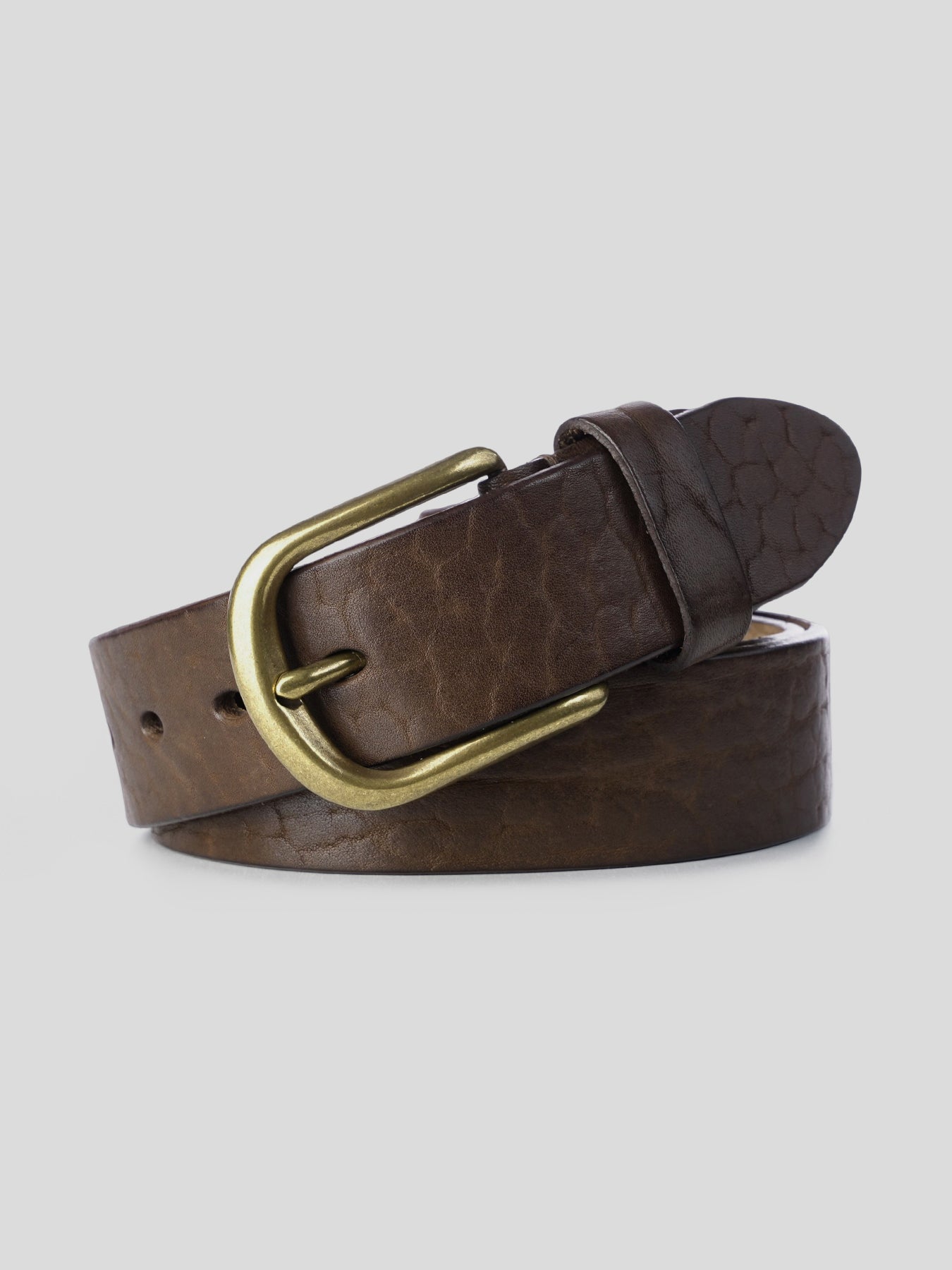 Fioboc Brass Buckle Leather Dress Belt