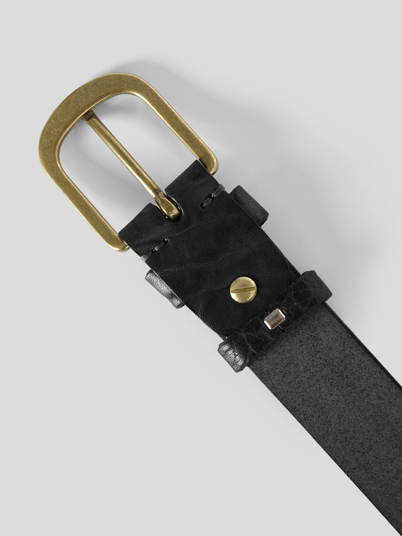 Fioboc Brass Buckle Leather Dress Belt